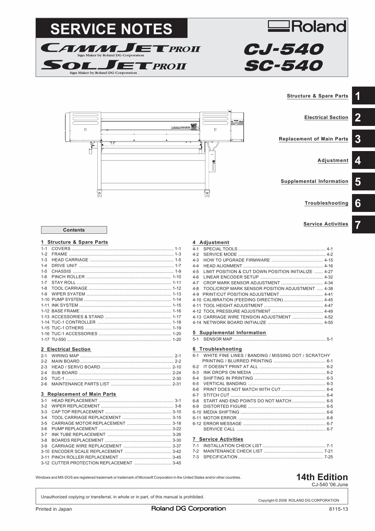 Roland CAMMJET CJ 540 Service Notes Manual-1
